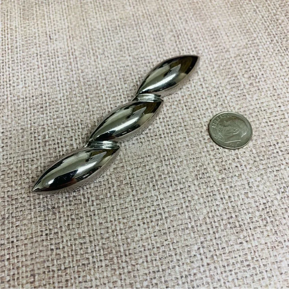 Silver Modernist Leaf Bar Brooch‎